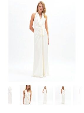Minimal Cream Halter Maxi Dress by